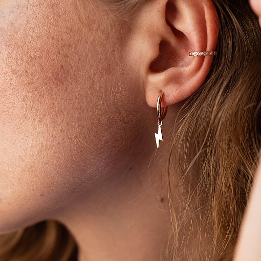 Серьги - кольца "Молнии" в красном золоте с08040 2