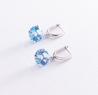 Серьги "Влечение" с голубыми топазами в белом золоте с05290 №4