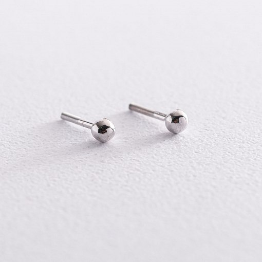Серьги - пусеты "Шарики" в белом золоте с07300
