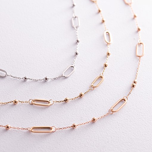 Колье - цепочка "Шарики" в белом золоте кол02255 3