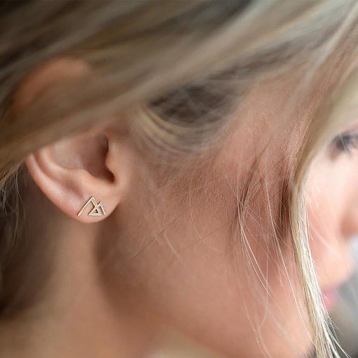 Серьги - пусеты "Горы" в красном золоте с07443 4