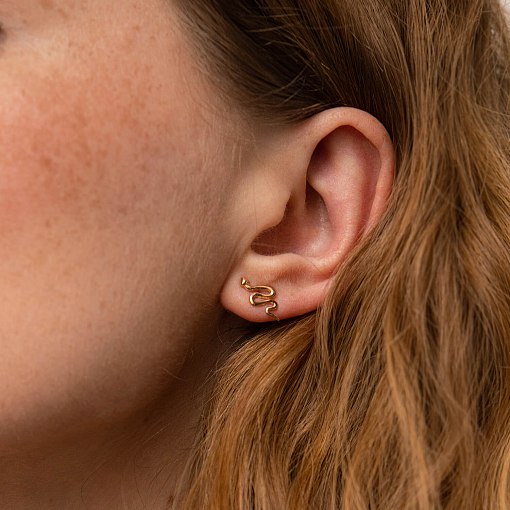 Серьги - пусеты "Змеи" в красном золоте с07880 2