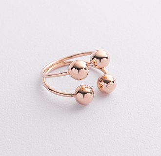 Кольцо "Шарики" в красном золоте к08281 №3