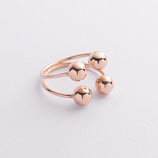 Кольцо "Шарики" в красном золоте к08281 3