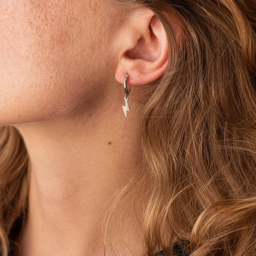 Серьги - кольца "Молнии" в белом золоте с08048 2