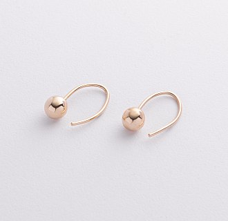 Серьги "Kendall" с шариками (желтое золото) с09340 №2