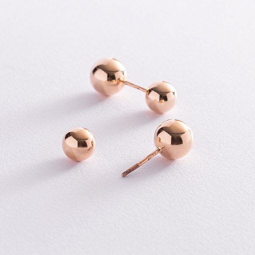 Серьги "Шарики" в красном золоте с02904 5