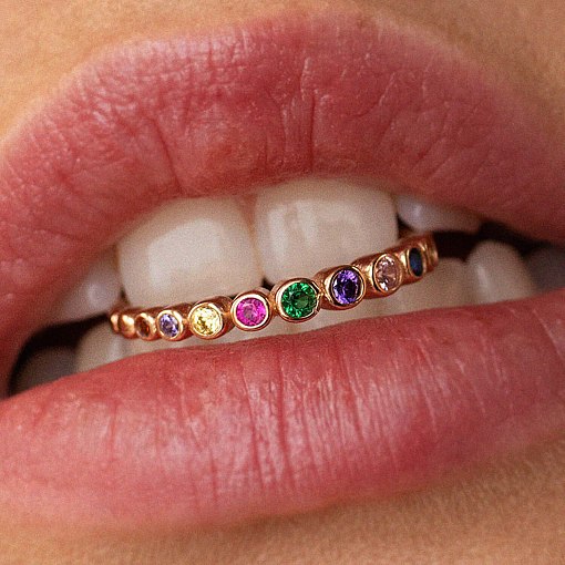 Каблучка з різнокольоровими фіанітами (червоне золото) к07133 8