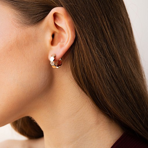 Серьги - кольца "Miranda" в красном золоте (фианиты) с09334 4