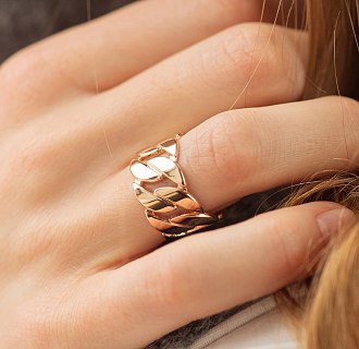 Широкое кольцо "Элизабет" в красном золоте к08029 №2