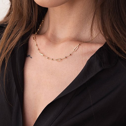 Колье - цепочка "Шарики" в желтом золоте кол02253 6