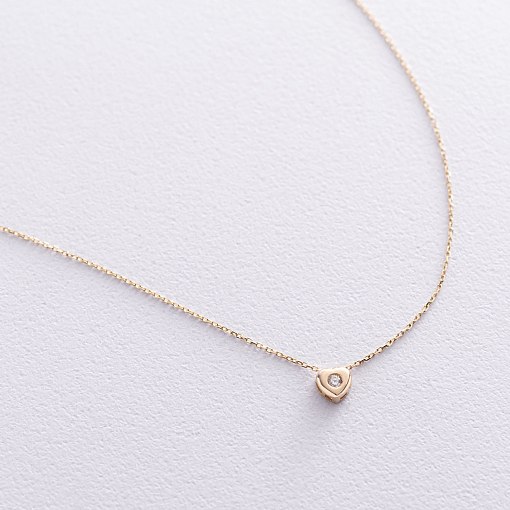 Золотое колье "Сердечко с фианитом" кол01624