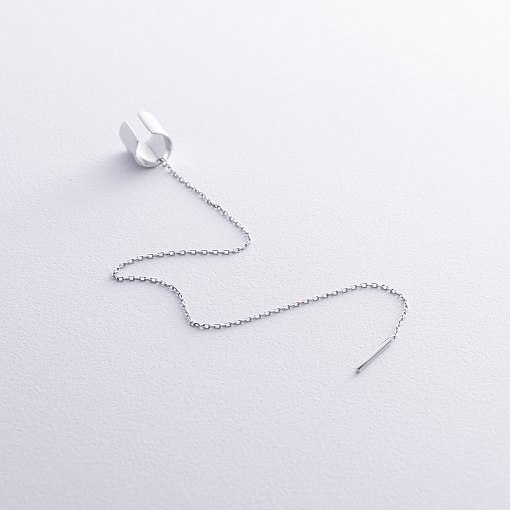 Серьга - каффа с цепочкой (белое золото) с08730 6