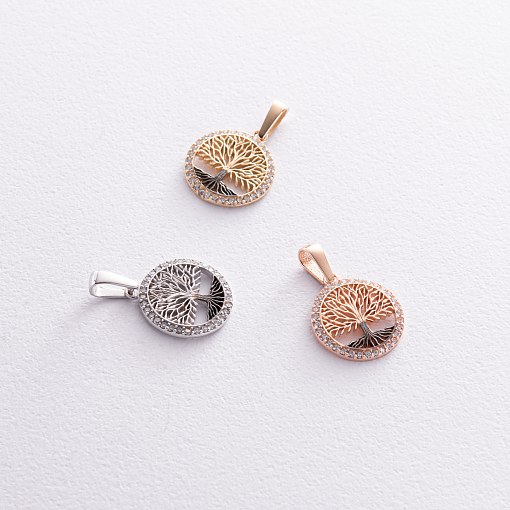 Кулон "Древо жизни" с фианитами (белое золото) п03820 5