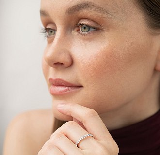 Золота каблучка з доріжкою діамантів кб0612mi №2