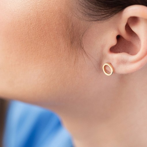 Серьги - пусеты "Круговорот" в желтом золоте с08304 4