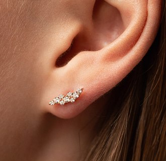 Серьги - пусеты "Carla" с фианитами (красное золото) с09107 №4