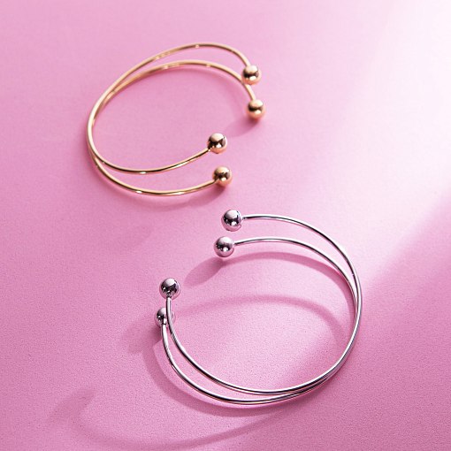 Жесткий браслет "Шарики" (белое золото) б05580 10