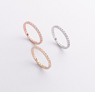 Кольцо с дорожкой камней в красном золоте к08277 №5