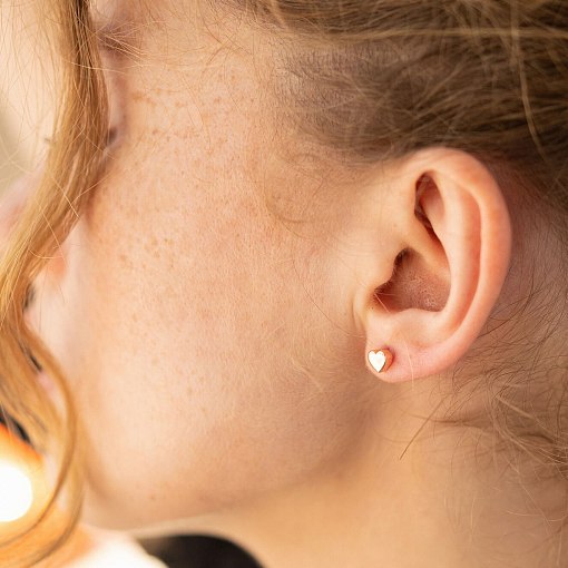 Серьги - пусеты "Сердечки" в красном золоте с08348 2