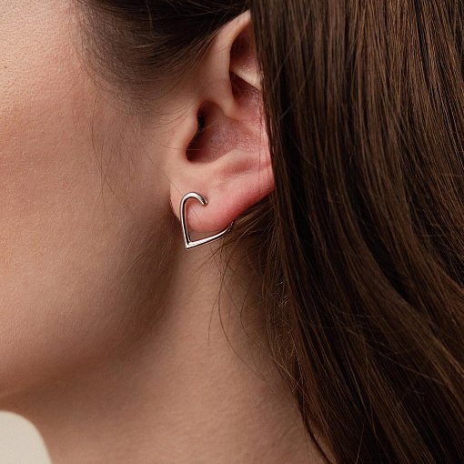 Серьги - пусеты "Сердечки" в белом золоте с08089 6