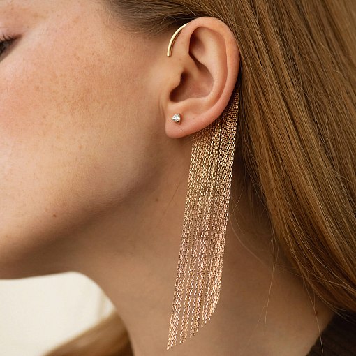 Серьга - каффа "Неповторимость" в красном золоте с07559 2