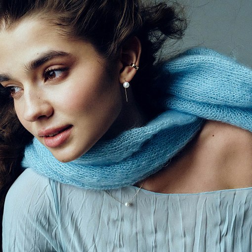 Золотые серьги "Изящность" (жемчуг) с07325 5