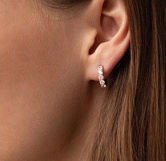 Серьги - кольца "Tracy" с фианитами (красное золото) с09096 №2