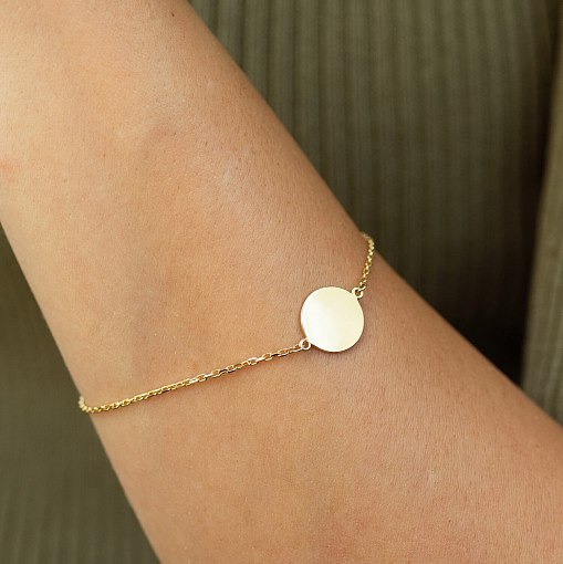 Браслет "Монетка" в желтом золоте (возможна гравировка) б04916 2