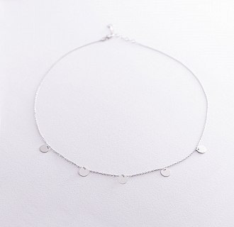 Колье "Монетки" в белом золоте (5 шт) кол01433