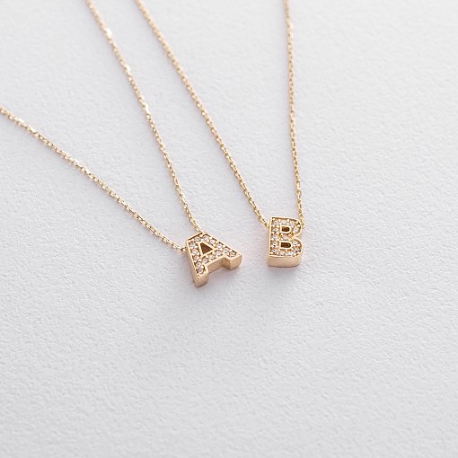 Колье с буквой "D" в красном золоте (фианиты) кол01255D 5