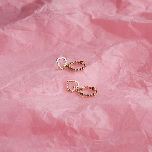 Серьги "Сердечки" в желтом золоте с07103 7