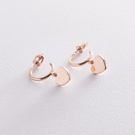 Золотые серьги - пусеты "Сердечки" с07332 3