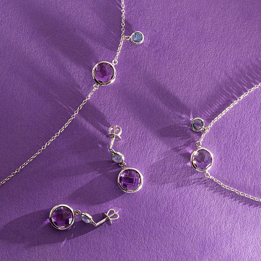 Золотой браслет (аметист, топаз) б04387 3