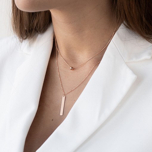 Колье с шариком в красном золоте (возможна гравировка) кол01718 5