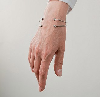 Жесткий браслет "Шарики" (белое золото) б05580 №2