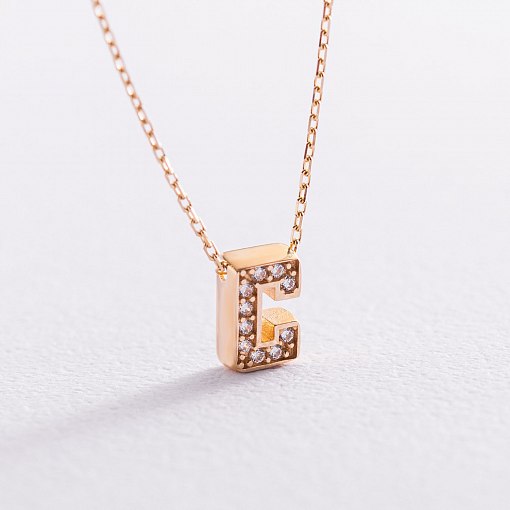 Колье с буквой "С" в желтом золоте (фианиты) кол01165С