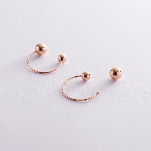 Серьги "Хельга" с шариками (красное золото) с08234 5
