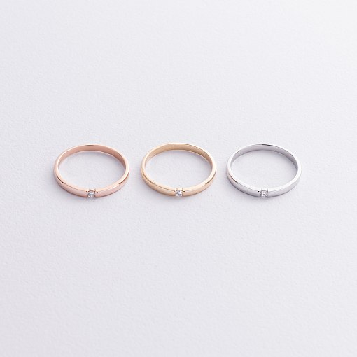 Каблучка з діамантом в червоному золоті кб0555м 3