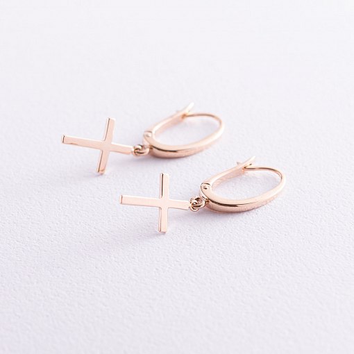 Золотые серьги "Крестики" с07005 3