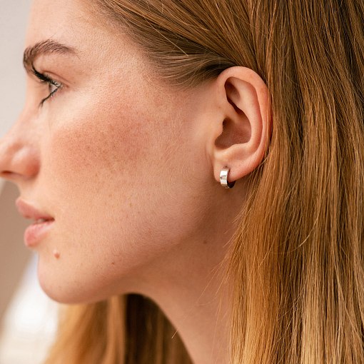 Серьги - кольца в белом золоте mini с08820 2