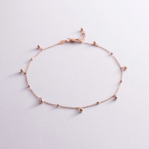 Золотой браслет "Шарики" на ногу б04811 2