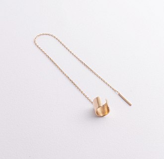 Серьга - каффа с цепочкой (желтое золото) с09446 №2