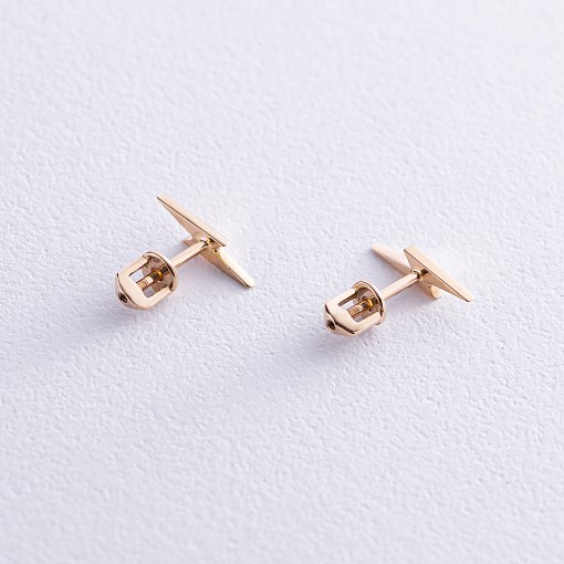 Серьги - пусеты "Молнии" в желтом золоте с07929 4