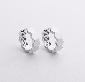 Серьги - кольца "Miranda" в белом золоте с09333