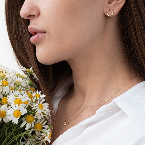 Серьги-пусеты "Гармония" в желтом золоте с06898 3