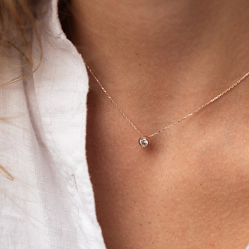 Кольє з одним фіанітом (червоне золото) кол02276 4