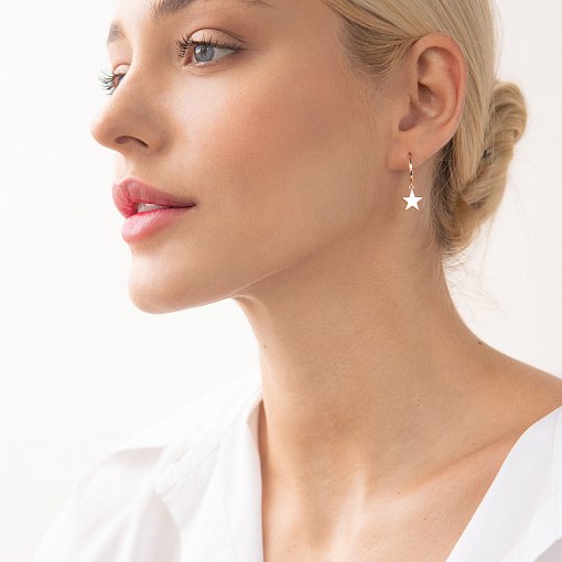 Золотые серьги - пусеты "Звездочки" с07333 3