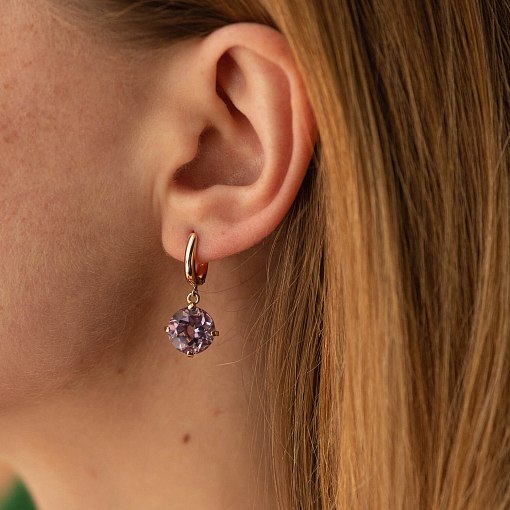 Золотые серьги "Влечение" с аметистом с05299 7