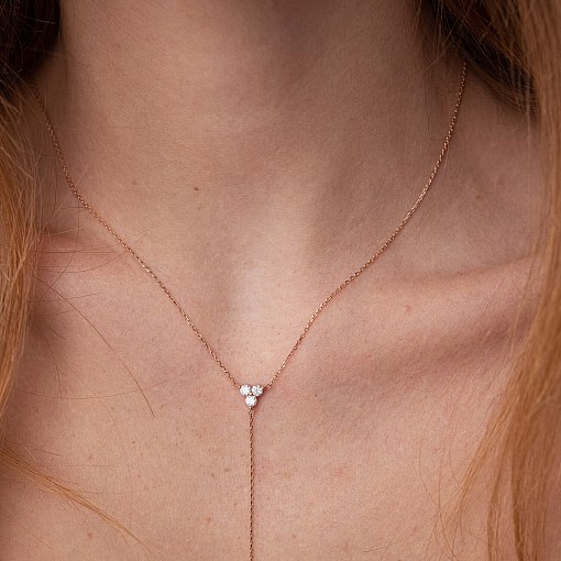 Золотое колье - галстук с фианитами кол02096 3